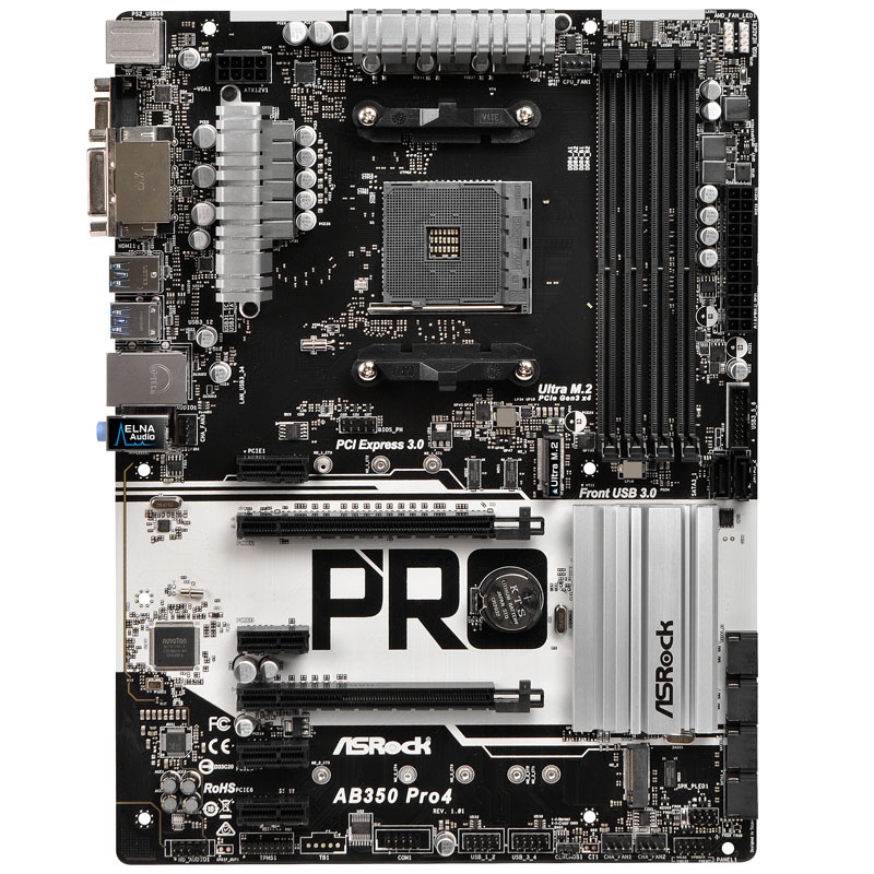 ASRock AB350 Pro4, AMD B350 motherboard socket AM4