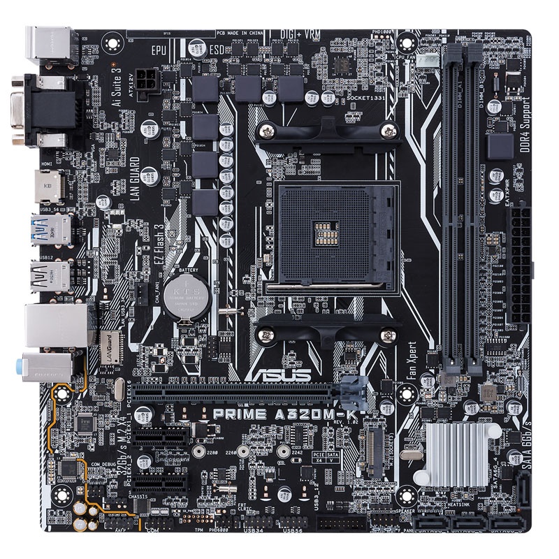 ASUS PRIME A320M-K, AMD A320 Motherboard - Socket AM4