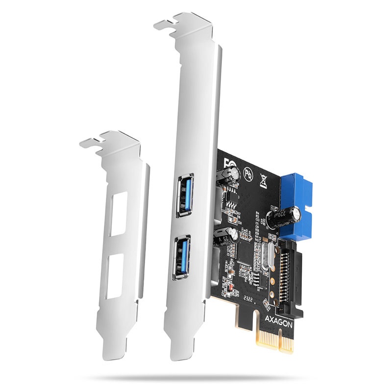 AXAGON PCEU-232VLS PCIe Adapter 2+2x USB3.0 UASP VIA + LP, 15-pin SATA power supply