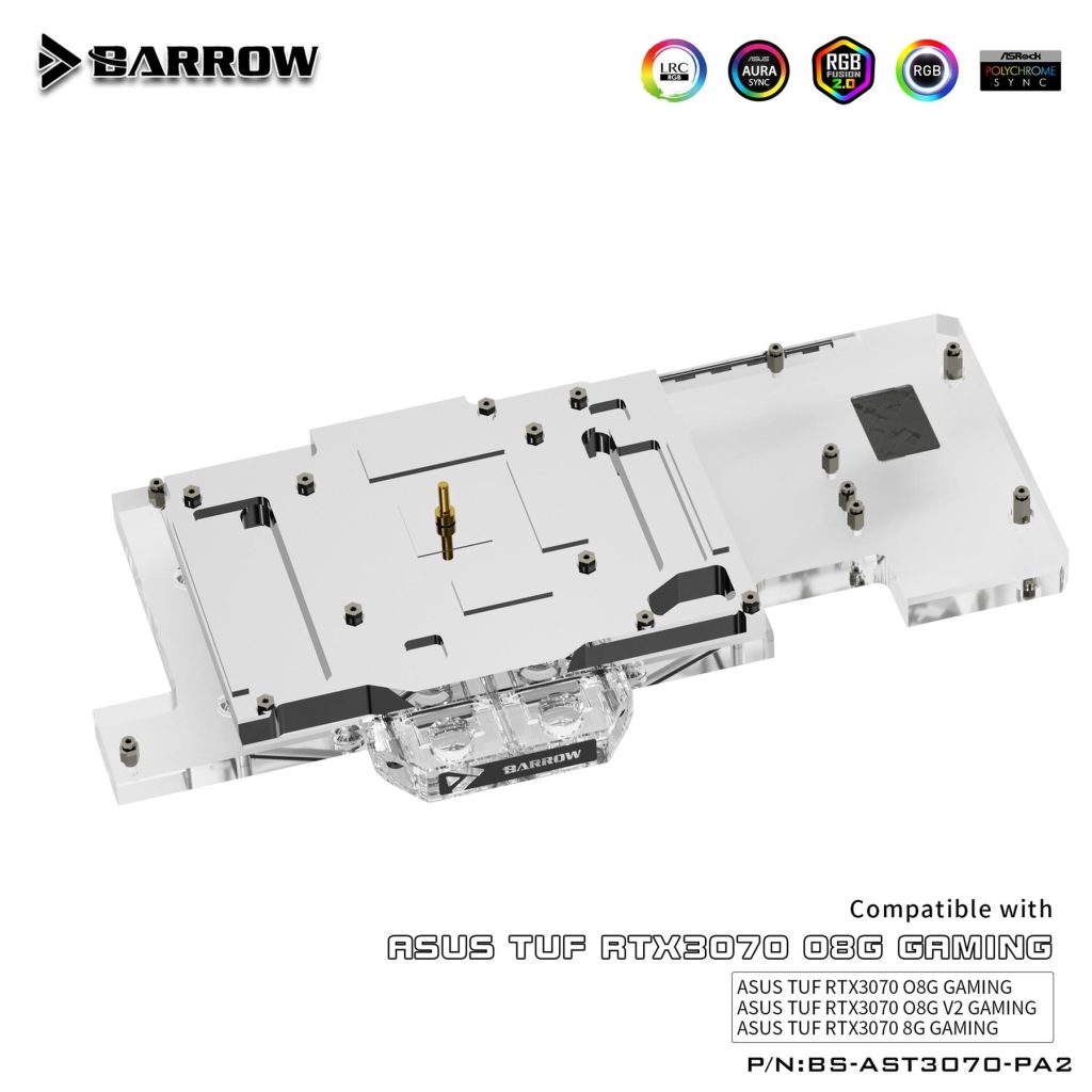 BarrowASUS RTX 3070 08G, TUF OC V2, LRC 2.0 RGB Graphics Card Waterblock
