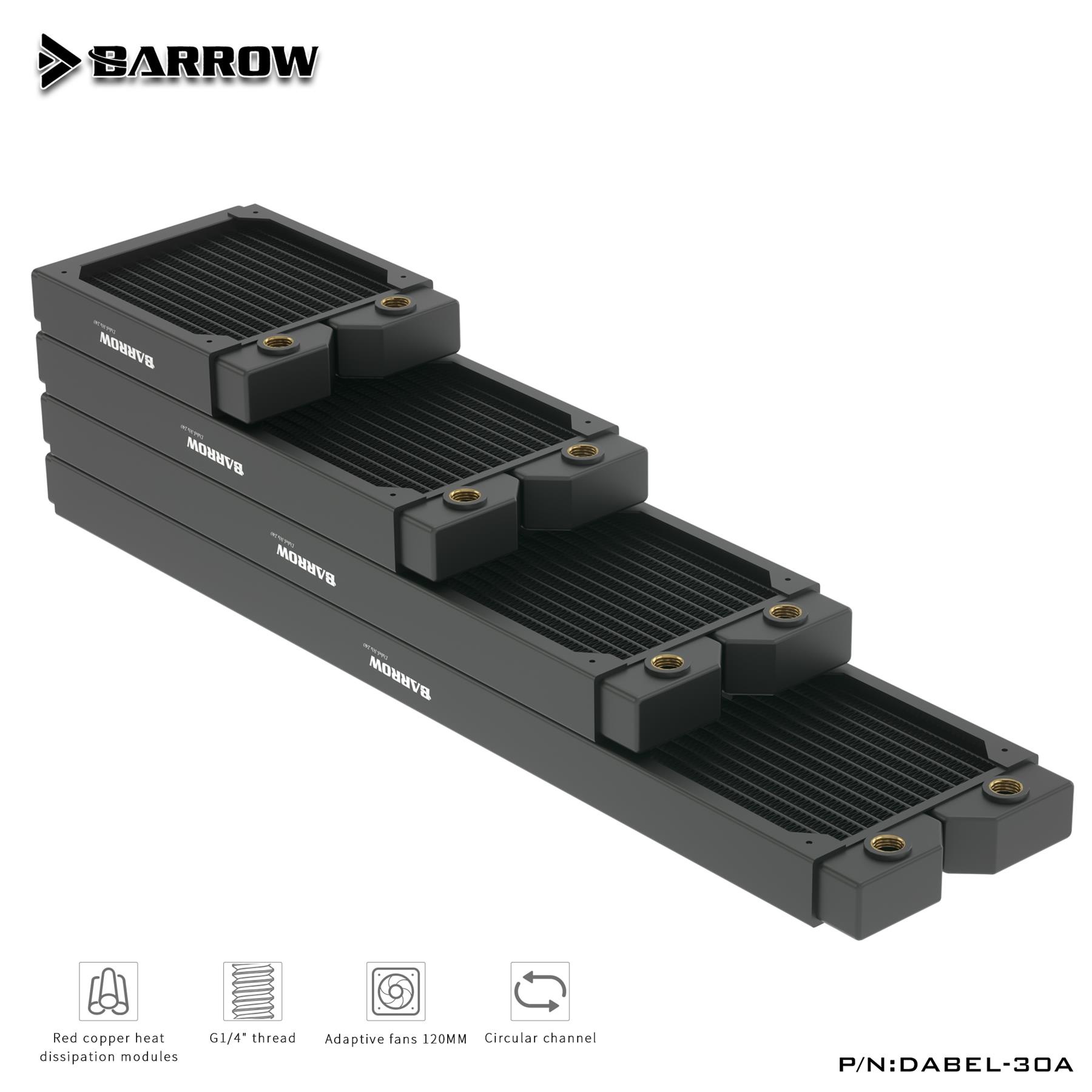 Barrow Dabel-B Series 480mm (4x120) Slim Line Copper Radiator - Black ...