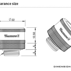 Barrow G1/4 - 14mm OD Triple Seal Hard Tube Compression Fitting - Gold : image 2