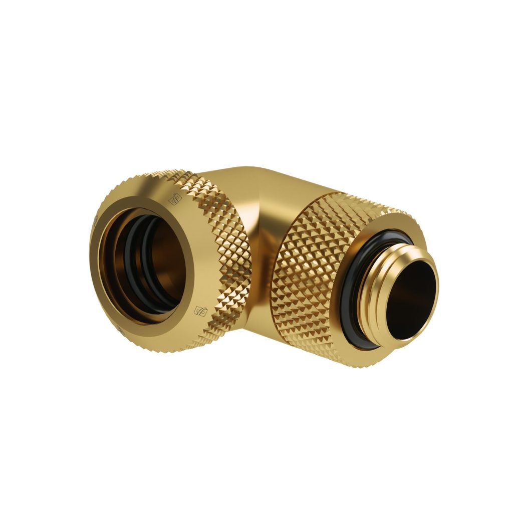 Barrow G1/4 Male Rotary to 90 Degree, 14mm Hard Tube Compression Fitting - Gold : image 1