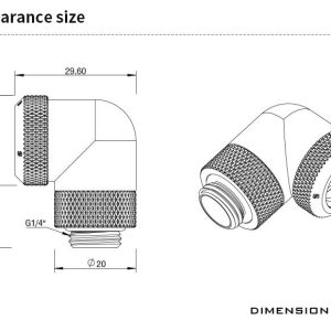 Barrow G1/4 Male Rotary to 90 Degree, 14mm Hard Tube Compression Fitting - Gold : image 2