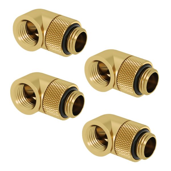 Barrow G1/4 Male Rotary to 90 Degree Female Angle – Shiny Silver (4 Pack)