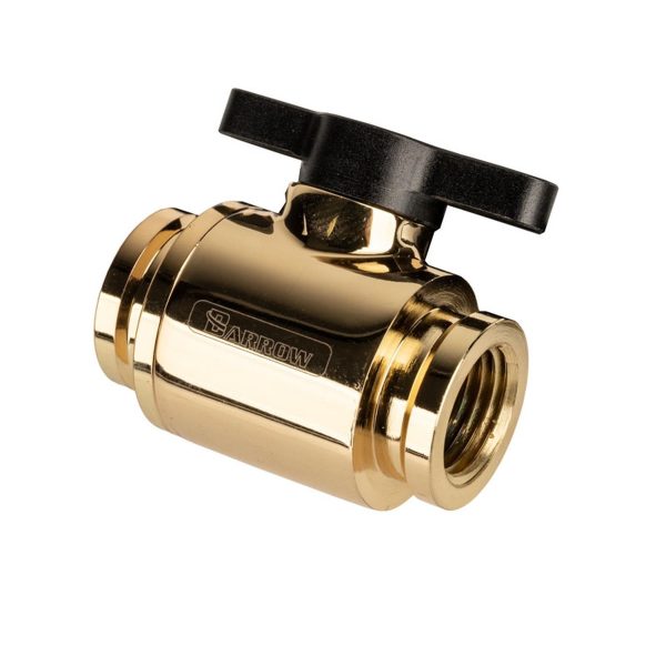 Barrow G1/4 Mini Ball Valve, Black Handle – Gold