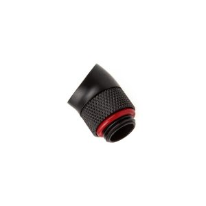 Bitspower angle 1/4 inch to 1/4 inch IG, carbon black rotating 30 degrees.