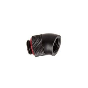 Bitspower angle 1/4 inch to 1/4 inch IG, carbon black rotating 30 degrees.