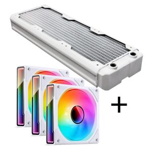 Black Ice Nemesis 360 GTX Radiator + Jonsbo ZK-120B White 3 Pack of aRGB Fans : image 1