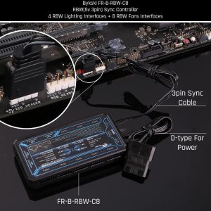 Bykski FR-B-RBW-C8, 8+4 Channel 5v RBW Fan / LED Controller with Motherboard Sync