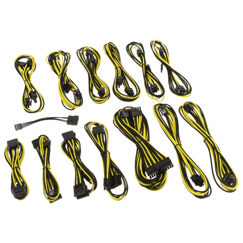 CableMod SE-Series KM3, XM2, XP2 / 3, FL2, XFX Cable Kit - Black / Yellow