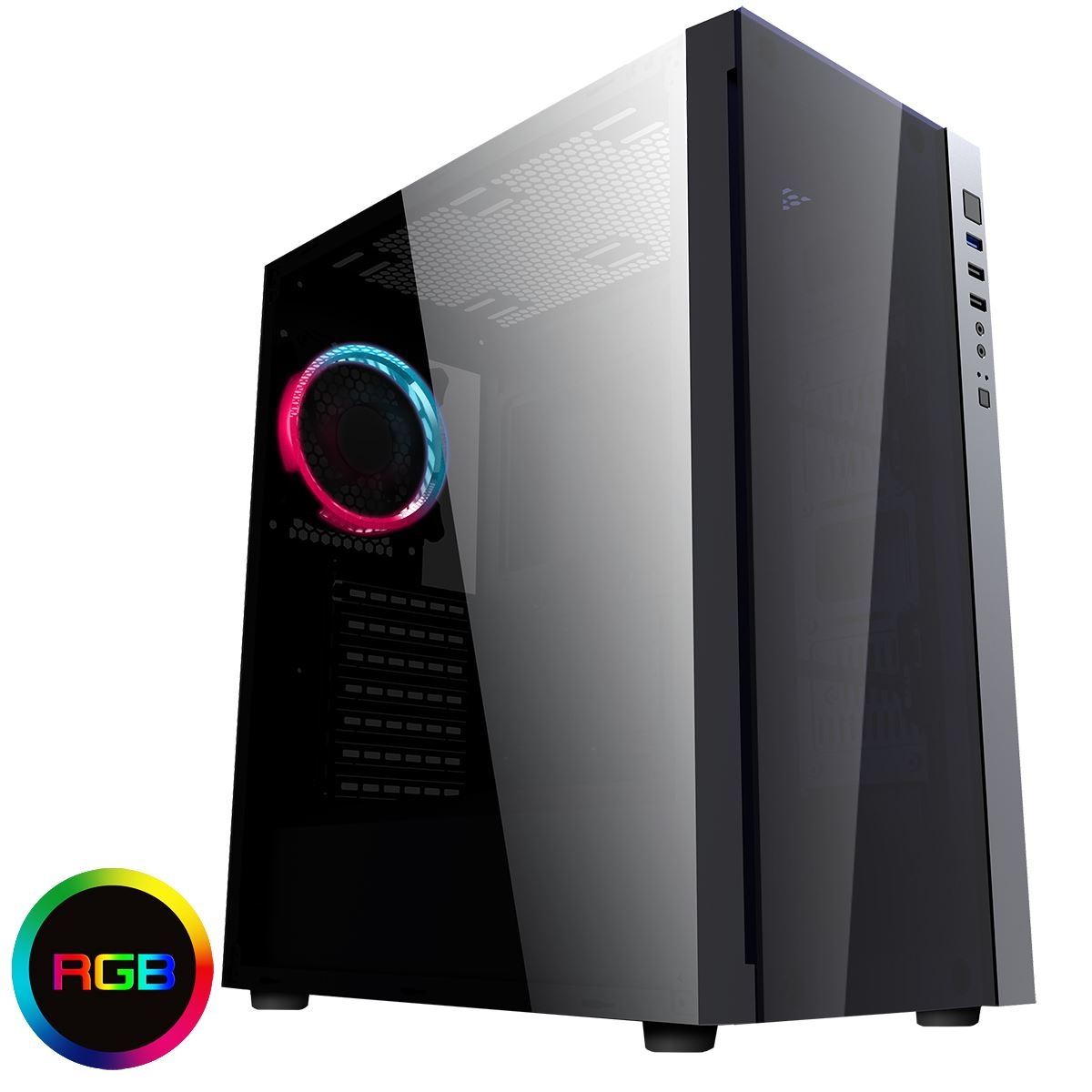 CiT Engine Black RGB Mid-Tower Gaming Case With Full Acrylic Window