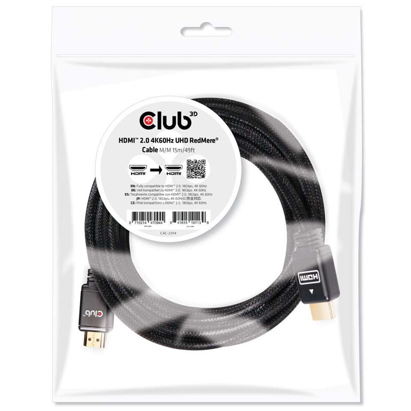 Club3D Club 3D HDMI 2.0 4K60Hz RedMere Cable - 15m
