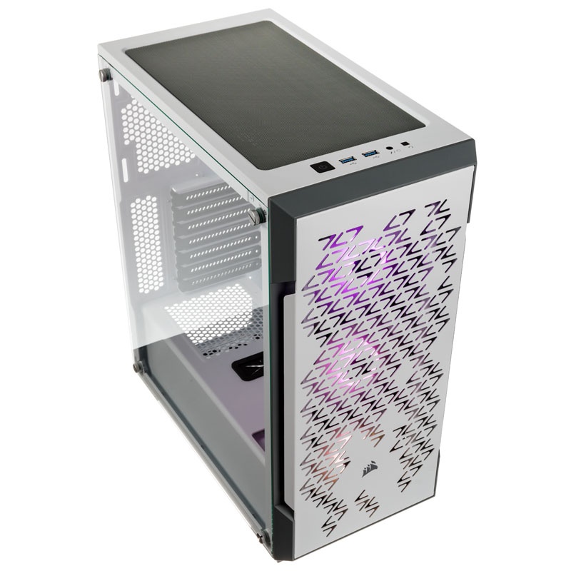 Corsair iCUE 220T RGB Midi Tower, Tempered Glass - White Window