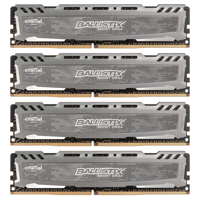 Crucial Ballistix Sport LT Series Gray, DDR4-3000, CL16 - 64GB Quad Kit