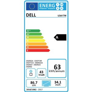Dell Ultrasharp U3417W, 86.36 cm (34 inch) UWQHD, IPS - DP, HDMI