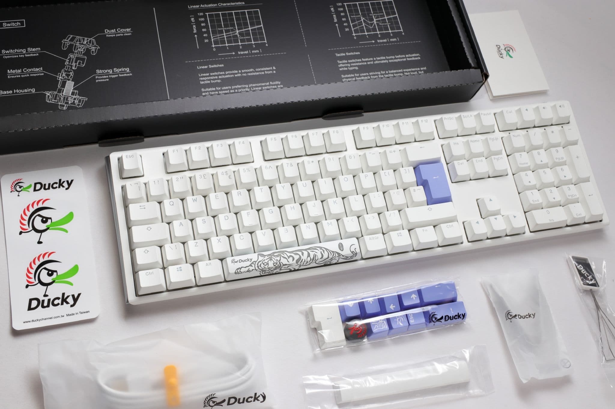 Ducky Channel One 3 Pure White (UK) - Full Size - Cherry Black
