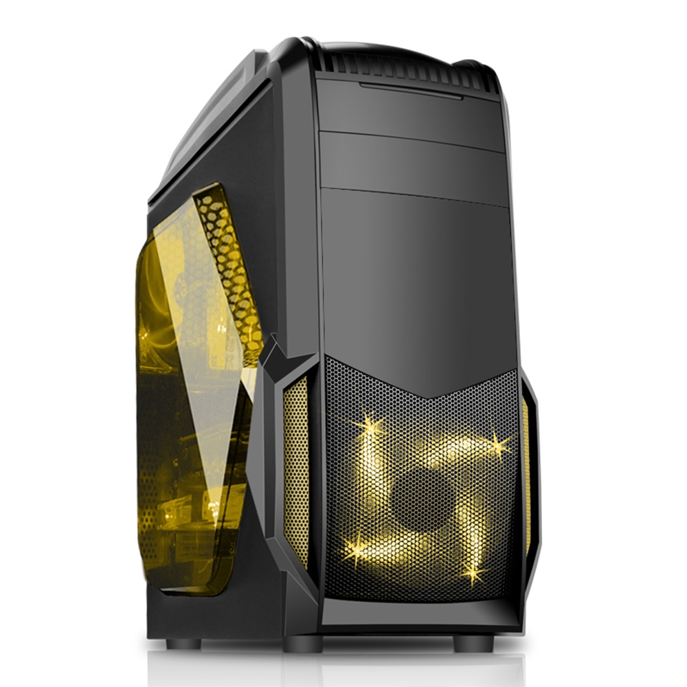 Small Yellow Computer Fierce PC Sand Storm Gaming PC Case Yellow LED Fans - Watercooling UK