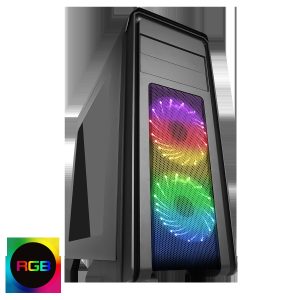 Game Max Falcon Black PC Gaming Case with 2 x RGB Front Fans and Remote Control