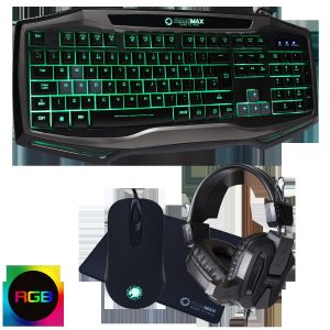 Game Max Raptor RGB Keyboard and Mouse Black Headset and Mouse Mat