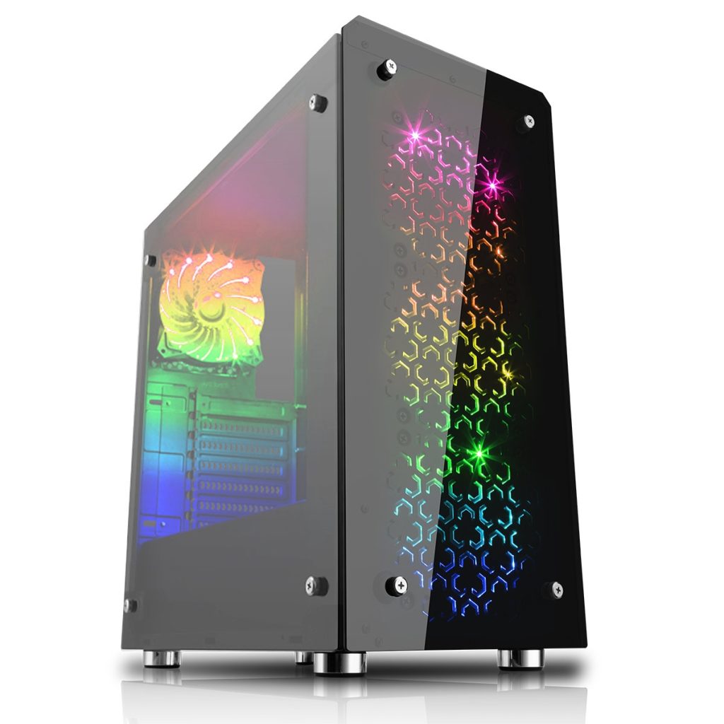 Game Max Sirius Black RGB 4 x 12cm RGB Fans Tempered Glass Side and ...