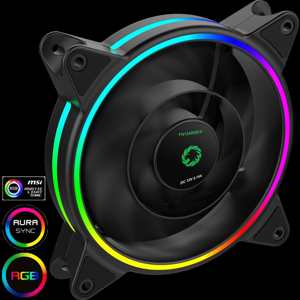 GameMax Razor 12cm Rainbow ARGB Fan RTB 3pin MandF Aura Header 3pin/4pin Power