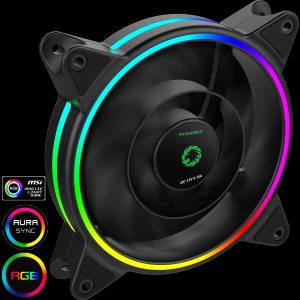 GameMax Razor 12cm Rainbow ARGB Fan RTB 3pin MandF Aura Header 3pin/4pin Power