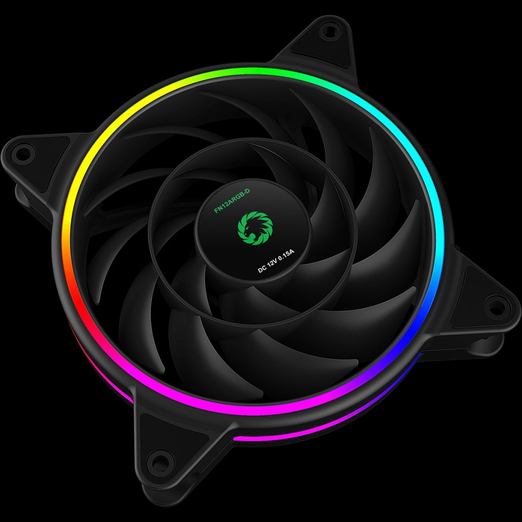 GameMax Razor 12cm Rainbow ARGB Fan RTB 3pin MandF Aura Header 3pin/4pin Power
