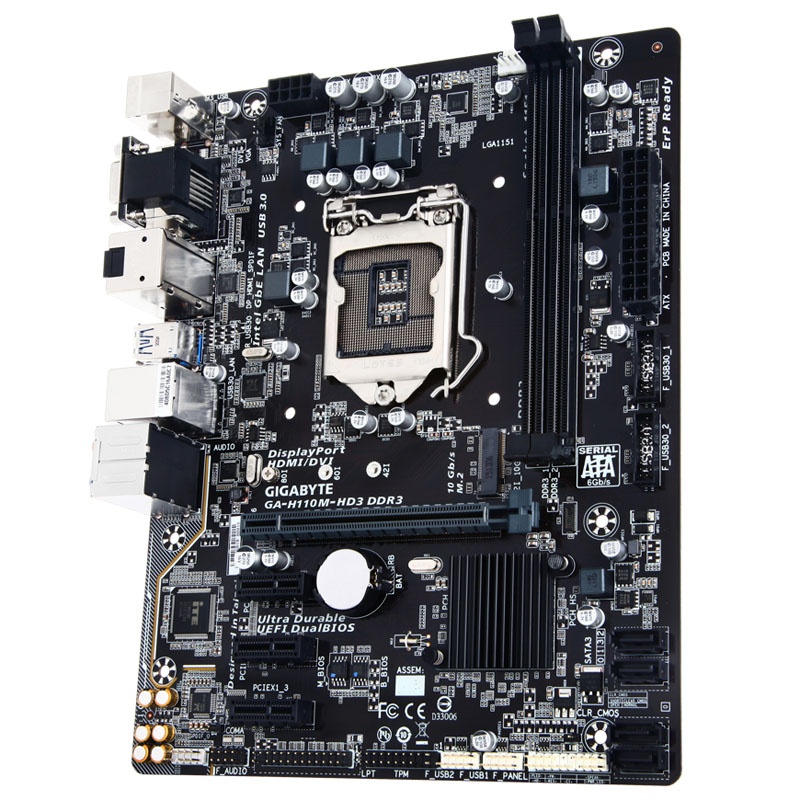 Gigabyte H110M-HD3 DDR3, Intel H110 Mainboard - Socket 1151