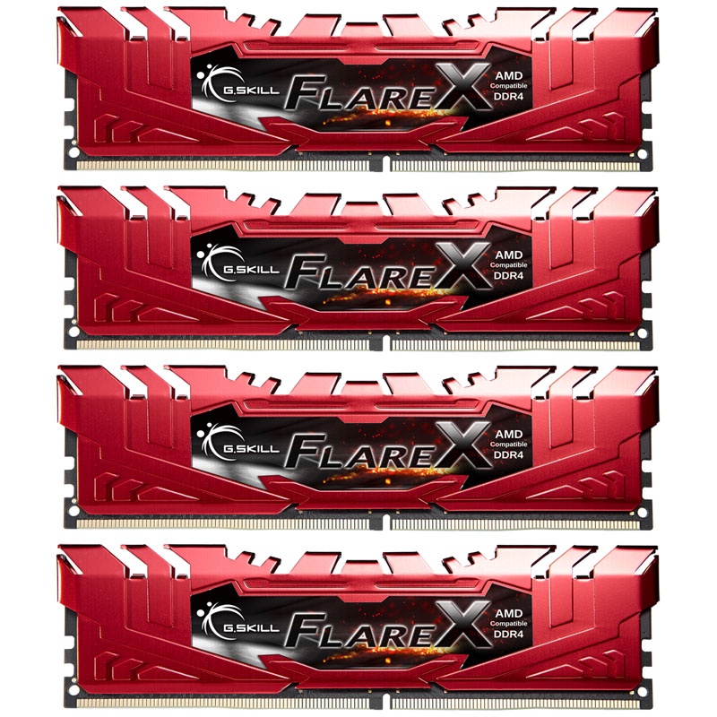 G.Skill Flare X Series red, DDR4-2400 for Ryzen, CL 16 - 64 GB Quad Kit