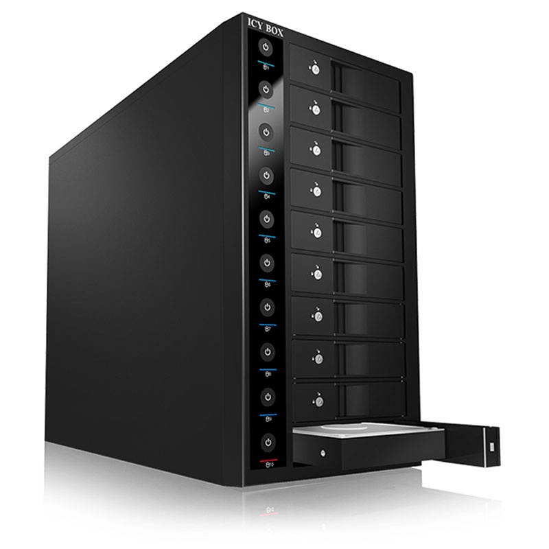 ICY BOX IB-3810U3 hard disk enclosure, 10x 3.5 inch, USB 3.0 - black ...