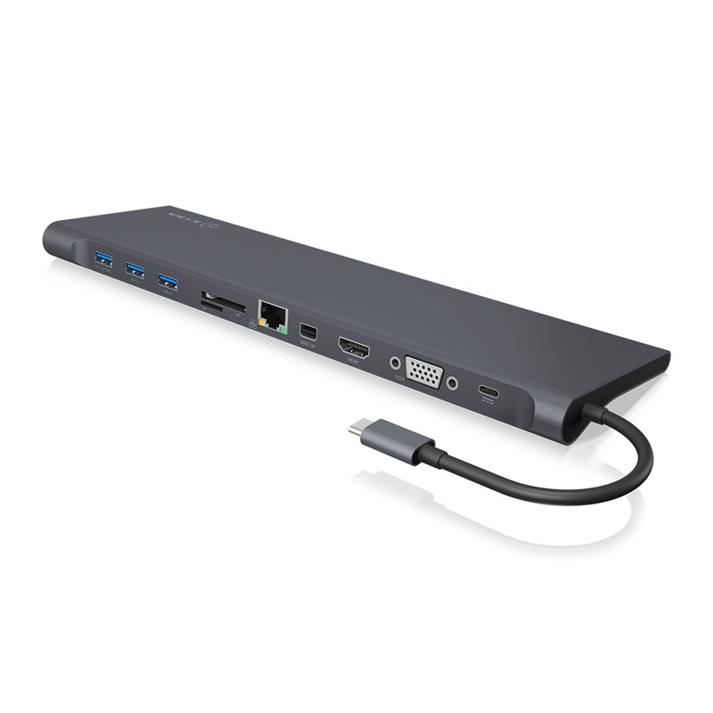 ICY BOX IB-DK2102-C Multi DockingStation, USB 3.0 Type C, HDMI, Mini DP, Ethernet - black