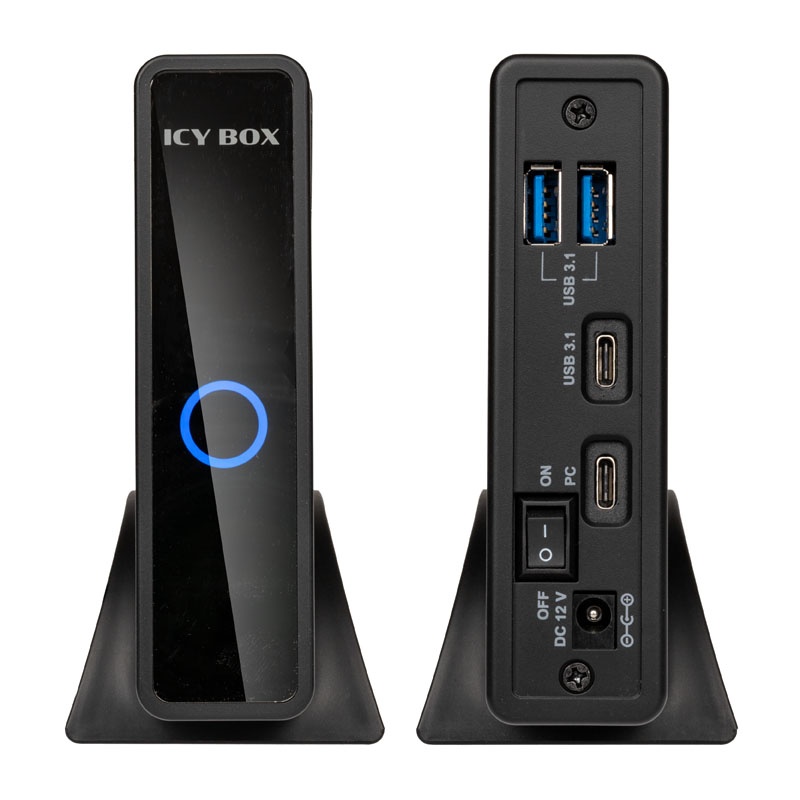 ICY BOX USB Type-C enclosure with USB hub for 3.5 and 2.5 HDD/SSD, IB-382H-C31 - black