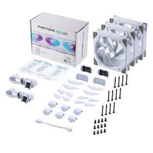 PHANTEKS D30 PWM Reverse Airflow, D-RGB fans, pack of 3 - 140mm, white