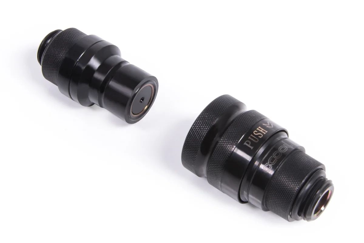 Alphacool ES quick release BLH1A PushIn Male IG-IG bulkhead fitting black