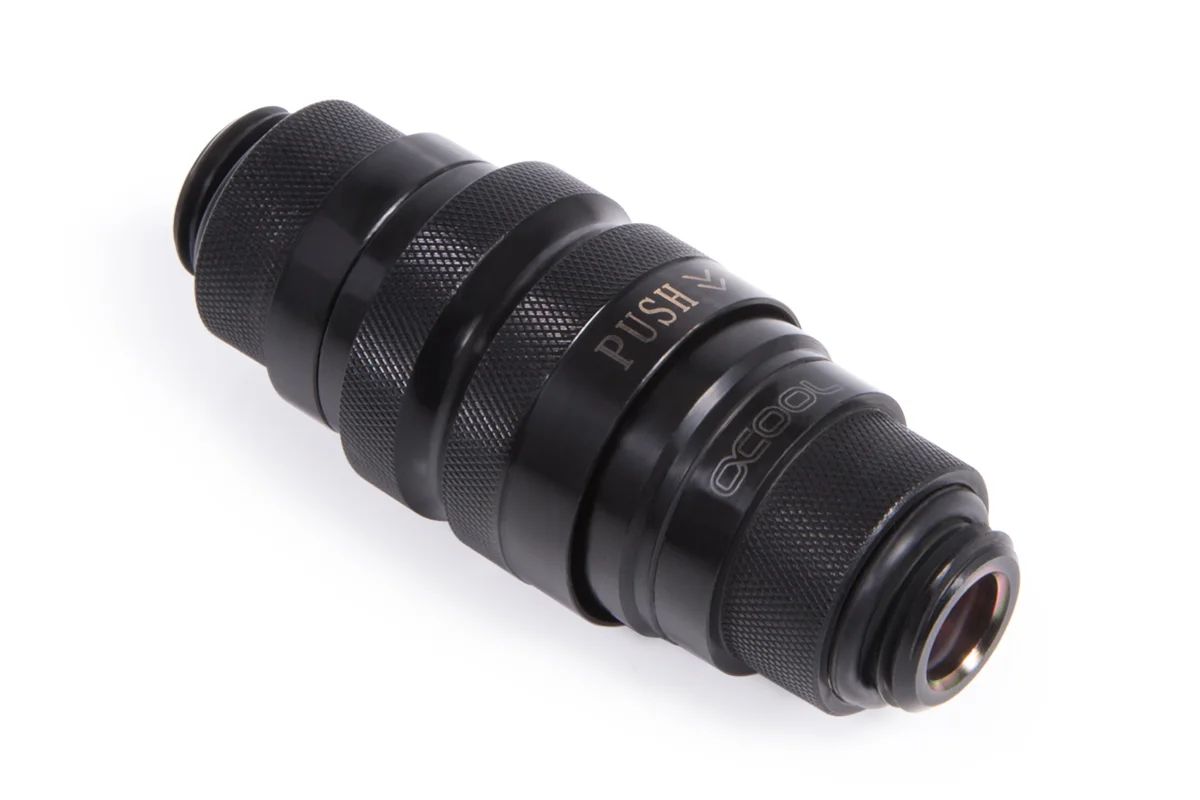 Alphacool ES quick release BLH1A PushIn Female IG-IG bulkhead fitting black