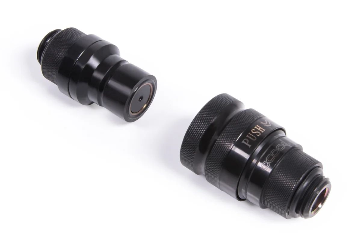 Alphacool ES quick release BLH1A PushIn Female IG-IG bulkhead fitting black