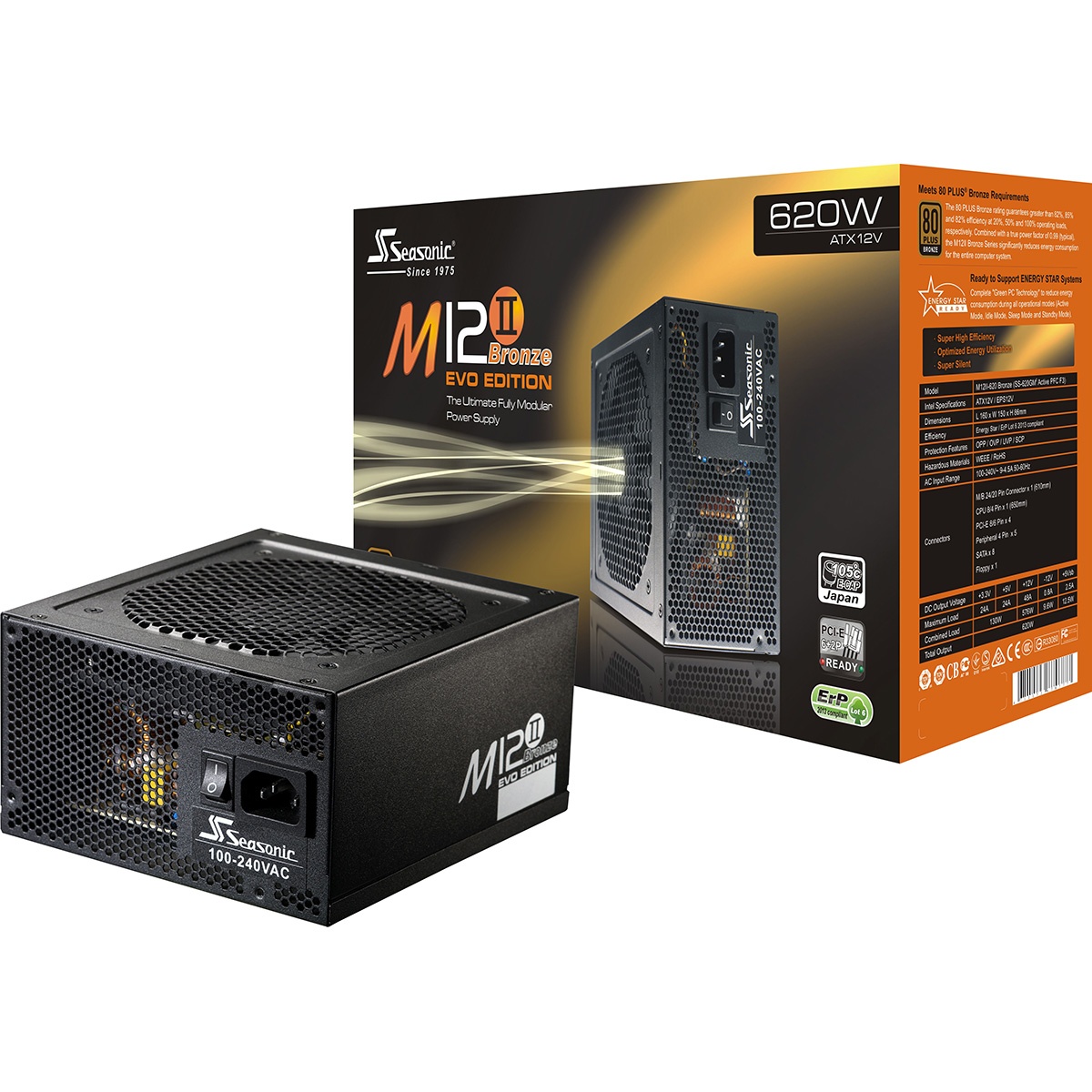 Seasonic M12-II EVO 620W 80+ Bronze Certified PSU Jap Caps Fully Mod BBFan T2450