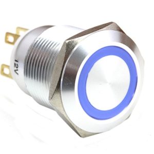 ModMyToys Anodized Illuminated Switch - 22mm Momentary - Brushed Silver/Blue