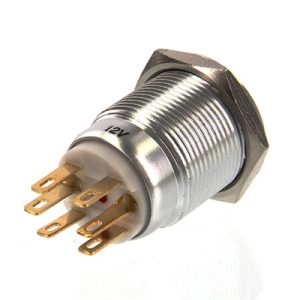 ModMyToys Anodized Illuminated Switch - 22mm Momentary - Brushed Silver/Blue