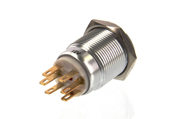 ModMyToys Anodized Illuminated Switch - 22mm Momentary - Brushed Silver/Blue