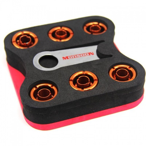 Monsoon 16/11mm (ID 7/16 OD 5/8) Free Center Compression Fitting Six Pack - Orange