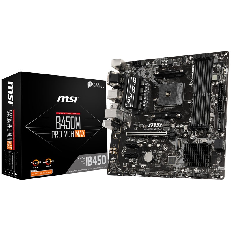 MSI B450M Pro-VDH Max, AMD B450 mainboard, socket AM4