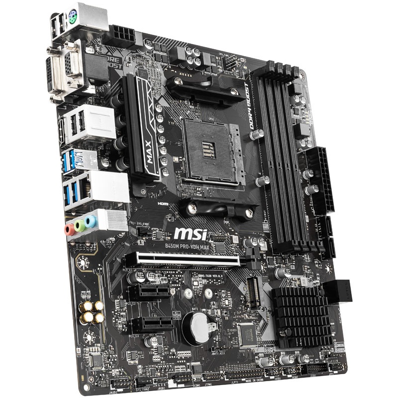 MSI B450M Pro-VDH Max, AMD B450 mainboard, socket AM4