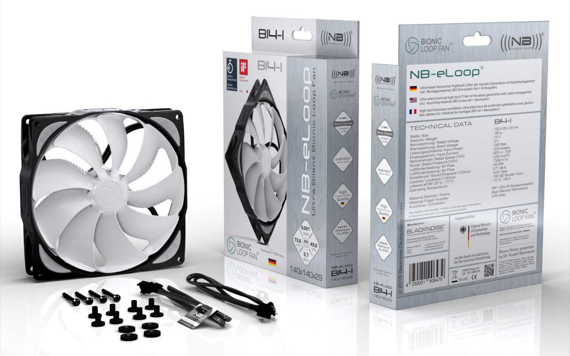 Noiseblocker NB-eLoop B14-1 Bionic fan 600U/min ( 140x140x29mm ...