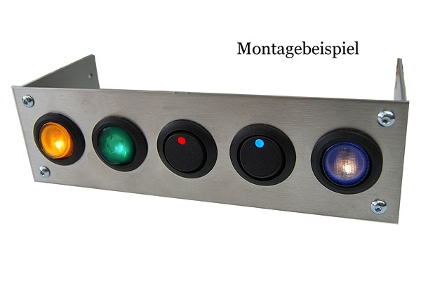 Phobya Front plate for 5x rocking switches roand - stainless steel
