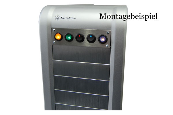 Phobya Front plate for 5x rocking switches roand - stainless steel