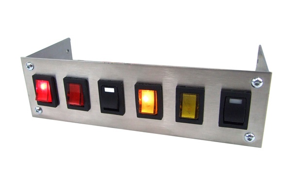 Phobya Front plate for 6x rocking switches rectangular - stainless steel