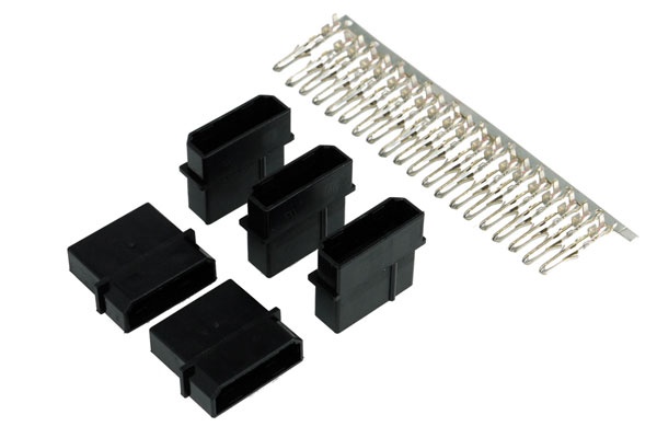 Phobya PSU Power Connector 4Pin Molex female incl. 4 Pins – 5 pcs Black