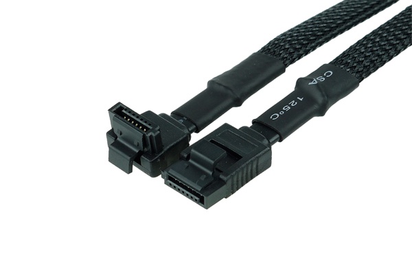 Phobya SATA 3.0 connection cable with safety latch 15cm - black sleeved